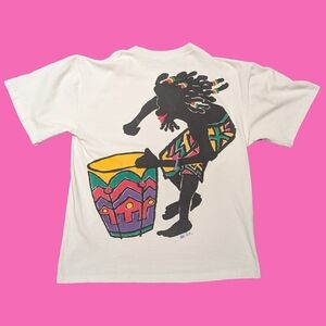 Vintage 1990's Iroie Blue Jamaica Tribal Reggae T-Shirt Size L